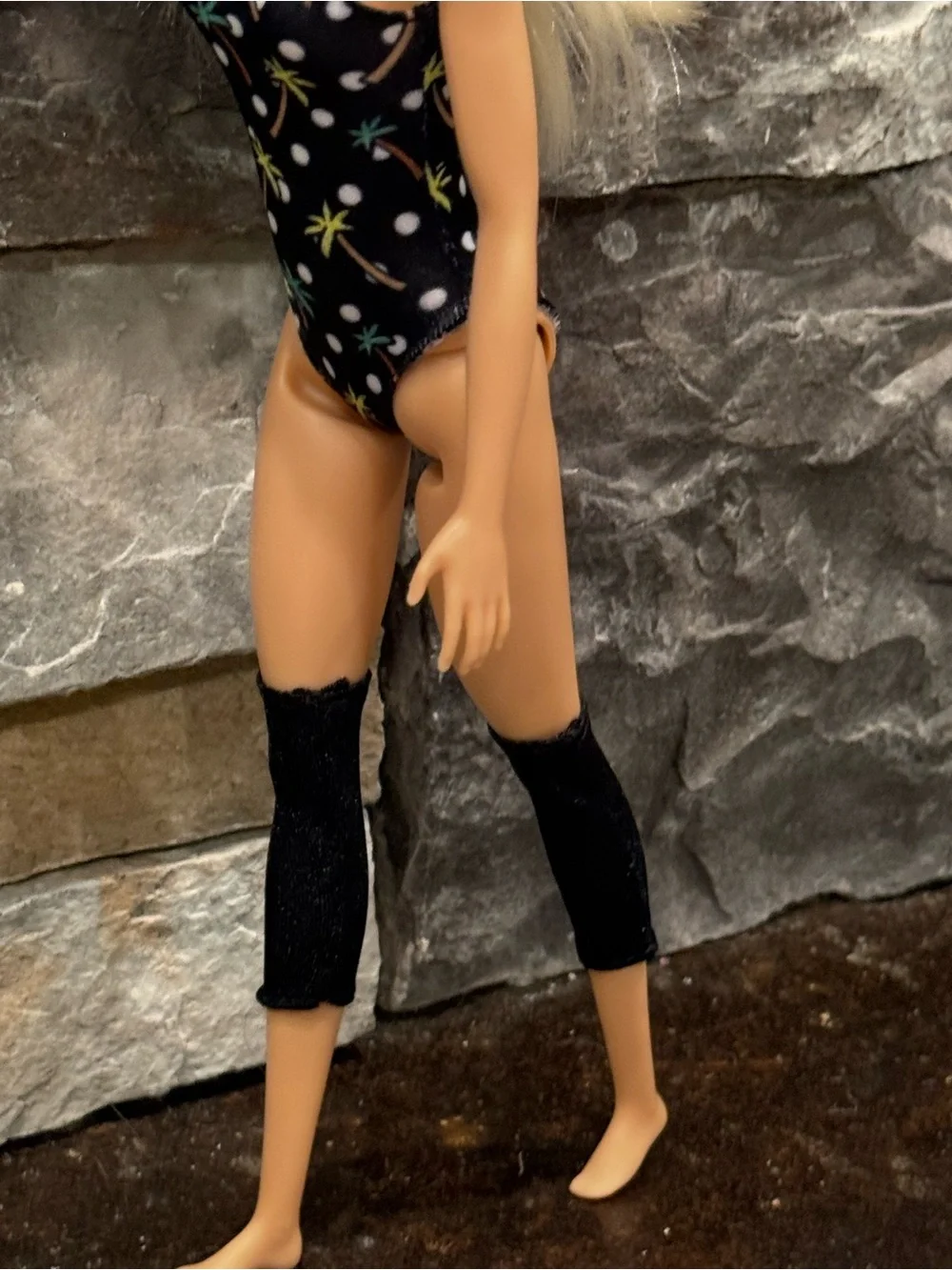 Barbie Vintage white socks black thread & black leg warmers